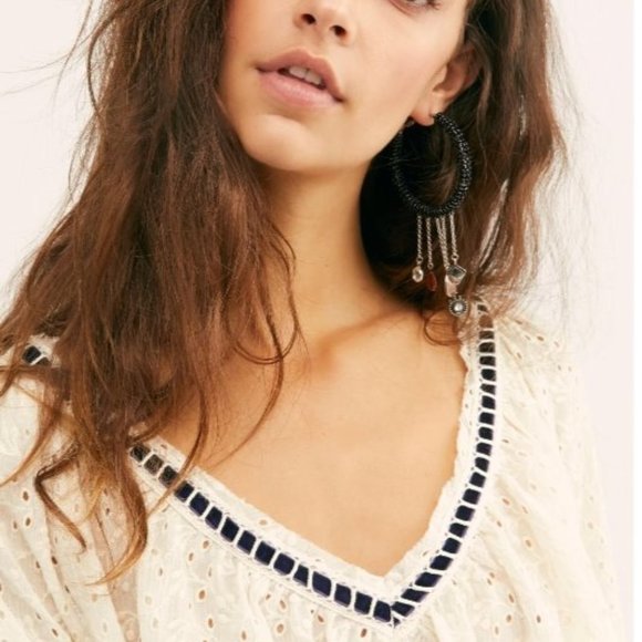 Free People Darcy Eyelet Blouse Ivory - Picture 3 of 8